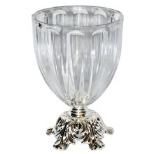 VASO DE VIDRO COM BASE DE METAL 30X18CMX32,5CM