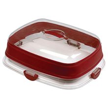 Porta Bolo Ou Torta Dobrável Com Tampa Vermelho