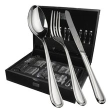 FAQUEIRO PEARL EM INOX 130 PEÇAS COM ESTOJO DE MADEIRA