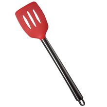 ESPÁTULA VAZADA DE SILICONE VERMELHO EMBORRACHADO E INOX