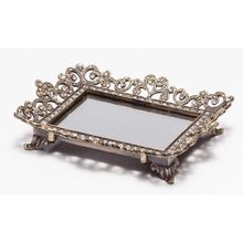 MINI BANDEJA DE ZAMAC COM FUNDO ESPELHADO 14,5X11X3CM