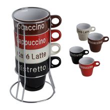 JOGO DE 4 XÍCARAS DE CAFÉ COM SUPORTE NAMES 220ML