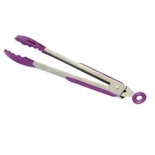 PEGADOR PARA SALADA DE SILICONE ROXO E INOX 35CM