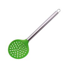 Escumadeira De Silicone Verde Emborrachado E Inox