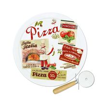 Prato Pizza Cortador Mediterrâneo Vintage