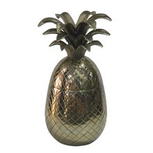 Abacaxi Em Metal Dourado 17cm X 39cm