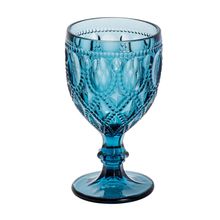 TAÇA DE VIDRO PARA ÁGUA DIAMOND AZUL 6 PEÇAS