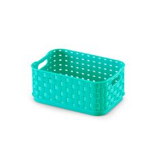 Caixa Plastica Com Alça n 1 Rattan 520ml Azul Tiffany Arthi