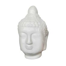 Escultura Decorativa Cerâmica Budha Head Branco