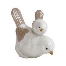 PASSAROS DECORATIVOS DE PORCELANA MÃE E FILHO 9,8X5,4X8,5CM