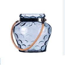 Castiçal De Festa Médio De Vidro Azul Cobalto Com Alça