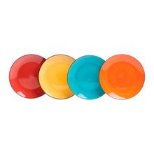 JOGO COM 4 PRATOS DE SOBREMESA COM CORES SORTIDAS