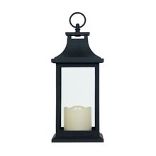 LANTERNA PRETA COM VELA DE LED OLDWAY 31X14X14CM