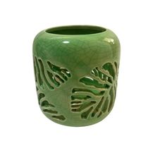 Castiçal De Cerâmica Swiss Leaf Verde