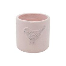 Vaso De Cerâmica Decorativo Embossed Bird Rosa 11x10cm