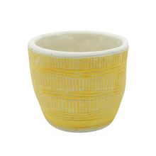 Vaso Modern Design Em Concreto Amarelo 14x12cm