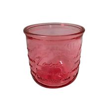 Castiçal De Vidro Embossed Letters Rosa