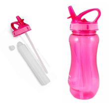 GARRAFA SQUEEZE 550ML COM CANUDO RETRÁTIL ROSA