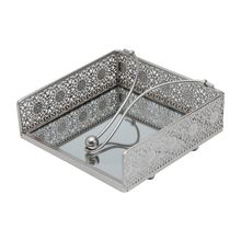 PORTA GUARDANAPO DE FERRO CROMADO COM ESPELHO 18X18X7CM