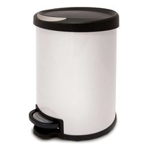 LIXEIRA COM PEDAL ROUND BRANCA COM DETALHES EM PRETO 5L
