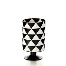 VASO DE VIDRO BANDEIROLAS PRETO E BRANCO 25X15CM
