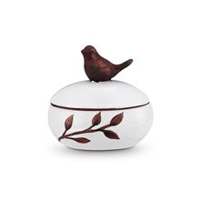 Caixa Pássaro De Cerâmica Branca 13x9,5x12,5cm