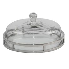 PRATO PARA BOLO DE AÇO INOX COM TAMPA DE VIDRO