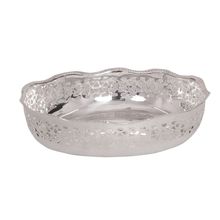 BANDEJA DECORATIVA EM METAL PRATA 25X20CM