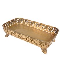BANDEJA DECORATIVA EM METAL DOURADO 11,5X21,5CM