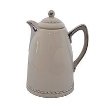 GARRAFA TÉRMICA DE PORCELANA BRANCA E PRATA 19X16X26,5CM