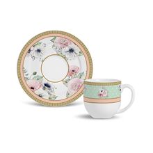 Xícara De Café Flat Amore Rosas Jogo 6 Peças