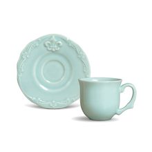 Xícara De Café Flor De Lis Verde Jogo 6 Peças