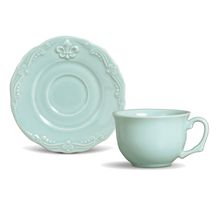 XÍCARA DE CHÁ FLOR DE LIS VERDE JOGO 6 PEÇAS