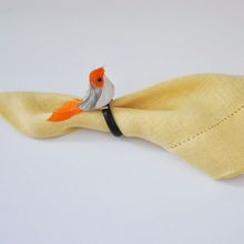 ARGOLA PARA GUARDANAPO PASSARINHO LARANJA 4 UNIDADES