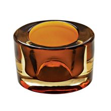 CASTIÇAL DE VIDRO ÂMBAR 8X6X5CM
