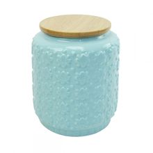 Pote Decorativo De Cerâmica Azul Com Tampa 11x11x13,5cm