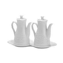 Galheteiro De Porcelana Com Detalhes Em Alto Relevo 3 Peças