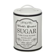 POTE DE METAL REDONDO FRAME SUGAR BRANCO COM TAMPA 10,7X16,3CM