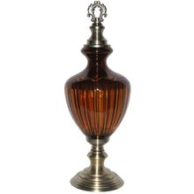 PEÇA DECORATIVA DE VIDRO E METAL ÂMBAR 19X19X51CM