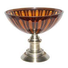 ADORNO DECORATIVO DE VIDRO ÂMBAR 30X30X25CM