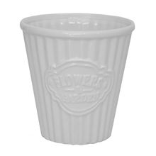 CACHEPOT CERÂMICA CUTE PLEAT BUCKET BRANCO