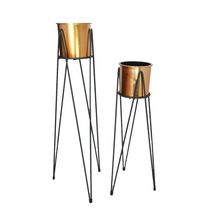 VASO DE METAL E PLÁSTICO GEO FORMS 2 VASOS CHÃO COBRE