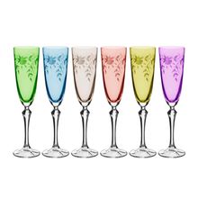TAÇAS DE CHAMPANHE FLORAL MULTICOLOR 6 PEÇAS