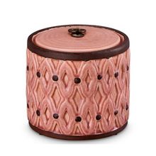 POTE DECORATIVO DE CERÂMICA ROSA COM DETALHES 17XX17X15,5CM