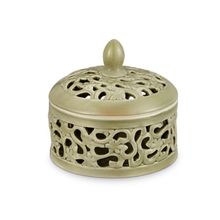 CAIXA CINZA RENDADA DE CERÂMICA 13,5X13CM