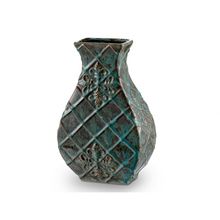 VASO AZUL ANTIQUE DE CERÂMICA 20X10X31CM
