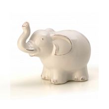 Elefante Branco Antique De Cerâmica 18x10x14cm