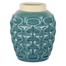 VASO DECORATIVO DE CERÂMICA AZUL TURQUESA 20,5X25,5CM