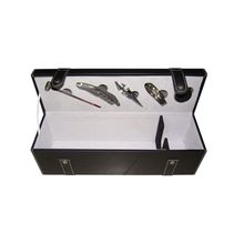 ESTOJO DE COURO PARA 1 GARRAFA DE VINHO COM 5 ACESSÓRIOS