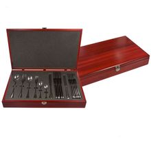 Faqueiro 48 Peças Em Aço Inox Com Caixa De Madeira